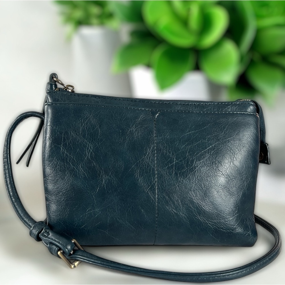 Joy Susan Liv Peacock Blue Green Vegan Leather Multi Pocket Crossbody Purse